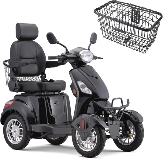 Super Large Electric 4 Wheel Mobility Scooters, Heavy Duty 800W Wheelchair Device, 500 LBS Capacity for Seniors & Adults, Speed Adjust, Remote Key, Receive Ready to Ride.（Black）