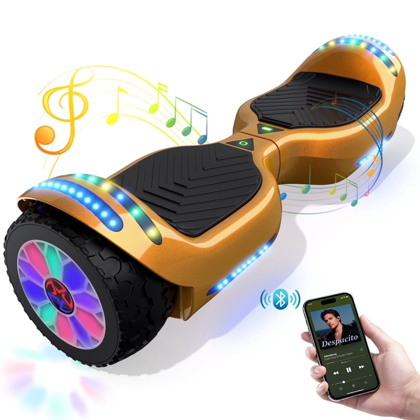 Tcdjtc Hoverboard with Bluetooth and Led Lights, Balance Board for Kids, Kids Outdoor Toys with 9 Mph Max Speed, All Terrain Hoverboard with UL 2272 Safety Standard