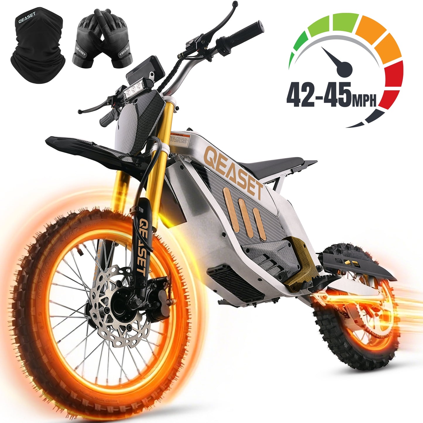 Teen Electric Dirt Bike 48V 3000W (Peak Power) – Trail-Ready Power, 25 mi Range, Gold