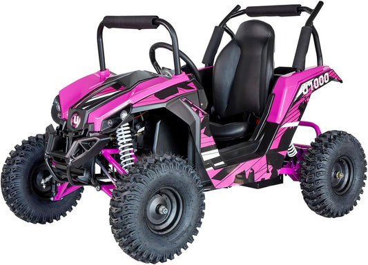 Aoemoe UTV Ride on Car (Large),Shock Absorber, 48V Electric Vehicles with Disk Brake, Gear Switch, Steel Frame, Off-Road Tire, Flexible Seat Belt and Seat, Three-Speed Parental Limit-Lock Function (Pink)