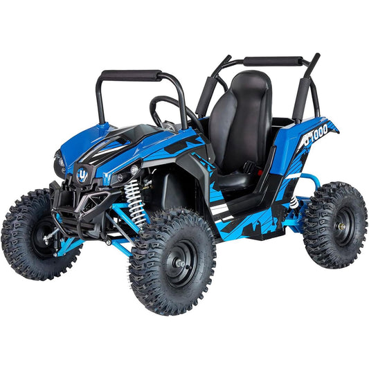 UTV Ride on Car (Large),Shock Absorber, 48V Electric Vehicles with Disk Brake, Gear Switch, Steel Frame, Off-Road Tire, Flexible Seat Belt and Seat, Three-Speed Parental Limit-Lock Function (Blue)