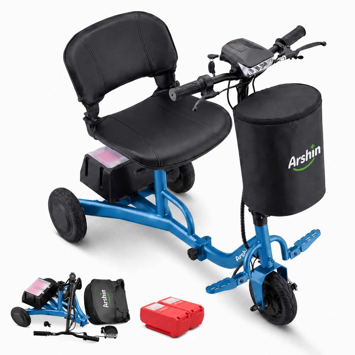 Ostrina Ultra-Lightweight Foldable Mobility Scooters for Seniors & Adults,All Terrain Mobility Scooter with 300lbs,Electric Wheelchair Strong Device for Travel,2 Batteries,Variable Speed(Purple)
