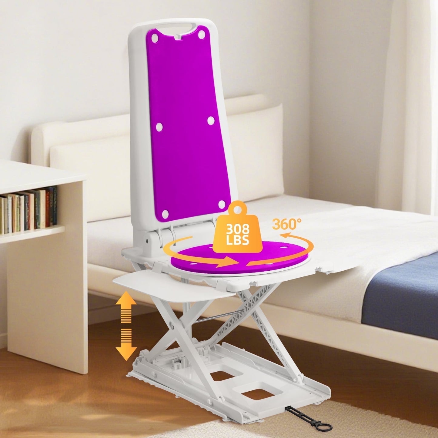 Upgrade Electric Lift Chair,Get Up from Floor for Seniors & Disabled,Raises Up to 20",Net Weight 24 LBS,Support Max 308 LBS,IPX8 Waterproof Bath Lift Chair for Tub,No Assembly(Purple)