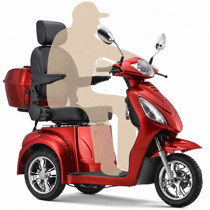 Ostrina Upgrade Heavy Duty 3 Wheel Mobility Scooter for Seniors & Adults 500lbs Capacity,Electric Powered Wheelchair Device for Travel,800W All Terrain Mobility Scooter,31 Miles Range,7-15 Mph(Red)