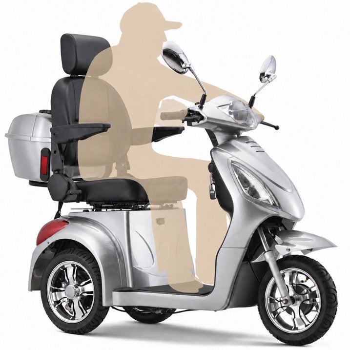 Ostrina Upgrade Heavy Duty 3 Wheel Mobility Scooter for Seniors & Adults 500lbs Capacity,Electric Powered Wheelchair Device for Travel,800W All Terrain Mobility Scooter,31 Miles Range,7-15 Mph(Silver)