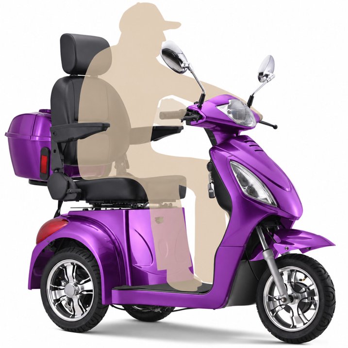 Ostrina Upgrade Heavy Duty 3 Wheel Mobility Scooter for Seniors & Adults 500lbs Capacity,Electric Powered Wheelchair Device for Travel,800W All Terrain Mobility Scooter,31 Miles Range,7-15 Mph(Purple)