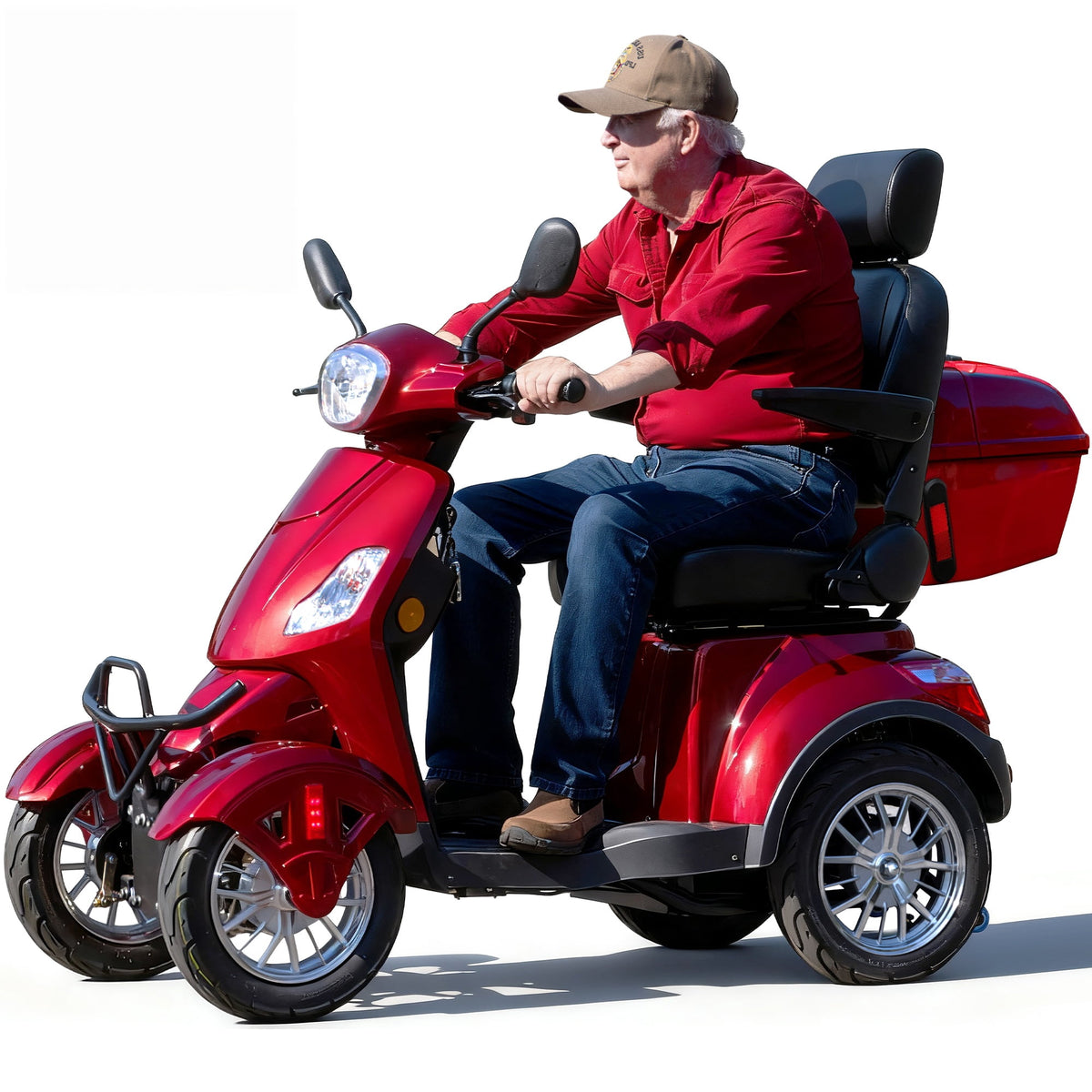 Upgrade Heavy Duty 4 Wheel Mobility Scooters for Seniors & Adults 500lbs Capacity,Arshin 800W All Terrain Fast Mobility Scooter for Travel,Electric Powered Chair,25 Miles Rang,Remote Key(Red)