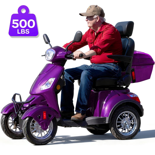 Upgrade Heavy Duty 4 Wheel Mobility Scooters for Seniors & Adults 500lbs Capacity,Arshin 800W All Terrain Fast Mobility Scooter for Travel,Electric Powered Chair,25 Miles Rang,Remote Key(Purple)