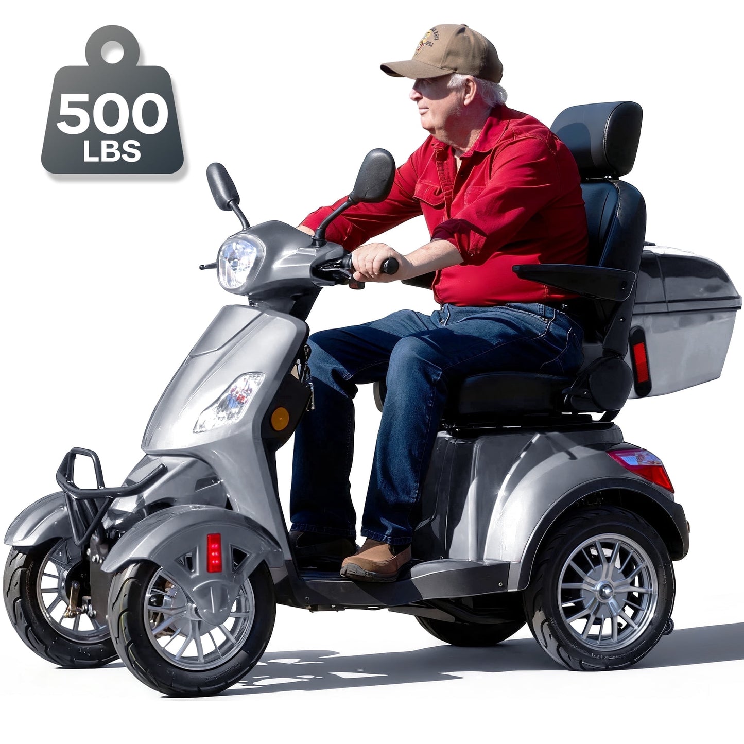 Upgrade Heavy Duty 4 Wheel Mobility Scooters for Seniors & Adults 500lbs Capacity,Arshin 800W All Terrain Fast Mobility Scooter for Travel,Electric Powered Chair,25 Miles Rang,Remote Key(Silver)
