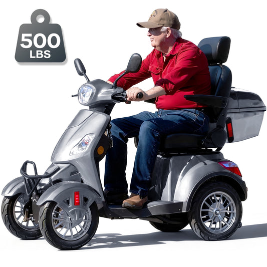 Upgrade Heavy Duty 4 Wheel Mobility Scooters for Seniors & Adults 500lbs Capacity,Arshin 800W All Terrain Fast Mobility Scooter for Travel,Electric Powered Chair,25 Miles Rang,Remote Key(Silver)