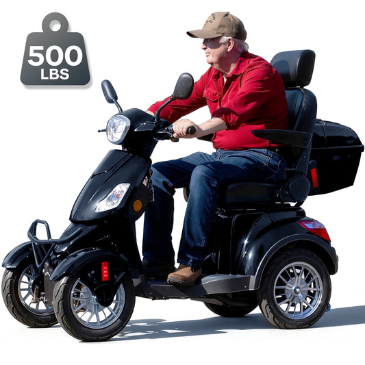 Upgrade Heavy Duty 4 Wheel Mobility Scooters for Seniors & Adults 500lbs Capacity,Arshin 800W All Terrain Fast Mobility Scooter for Travel,Electric Powered Chair,25 Miles Rang,Remote Key(Black)
