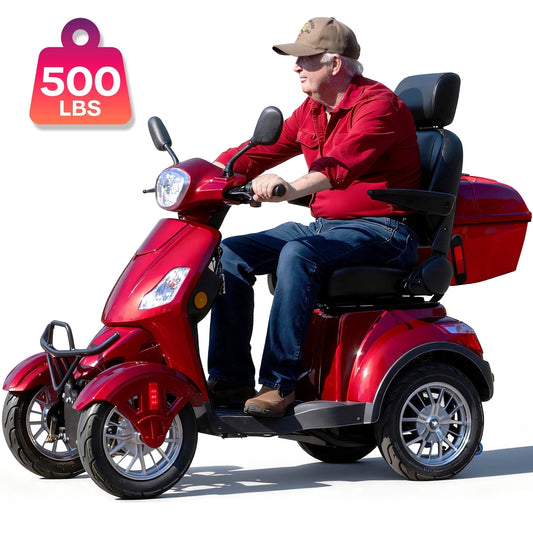Upgrade Heavy Duty 4 Wheel Mobility Scooters for Seniors & Adults 500lbs Capacity,Arshin 800W All Terrain Fast Mobility Scooter for Travel,Electric Powered Chair,25 Miles Rang,Remote Key(Red)