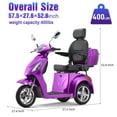 Tcdjtc Mobility Scooters for Seniors, Motorized Scooter for Adults with 3 Wheels, Off Road Disability Scooter with 25-31 Miles Long Range, Electric Mobility Scooter with 800W Motor, 500 lb Capacity