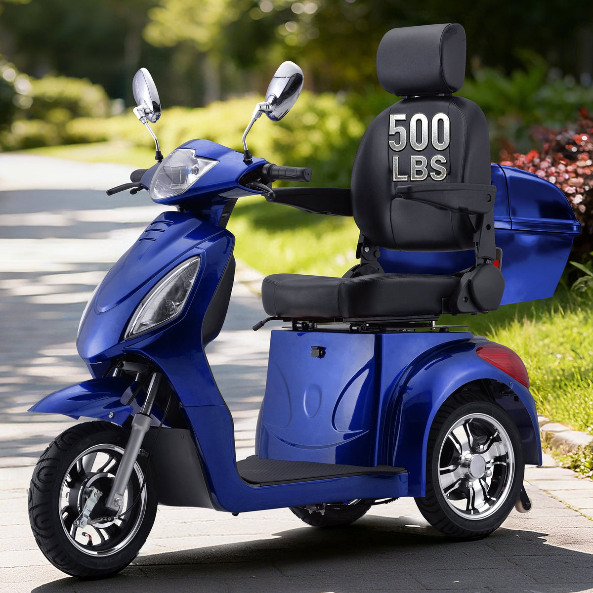 Ostrina 3-Wheel Mobility Scooter for Seniors–500 lb Capacity,800W Motor,31-Mile Long Range,15 MPH Top Speed,Premium Comfort Seat,Rear Trunk,No Assembly(Blue)