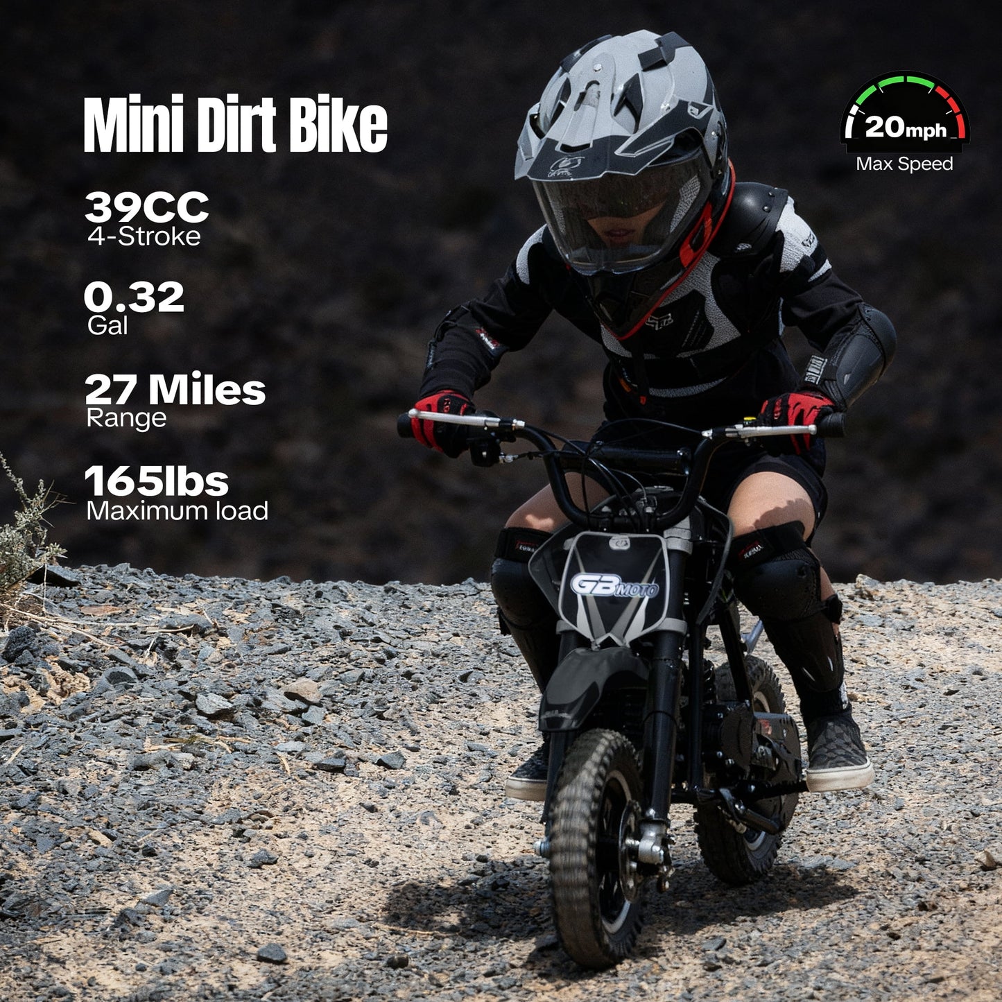 QEASET 39CC 4-Stroke Mini Bike, Up to 20 MPH, Ages 13+, Off-Road Dirt bike, Black