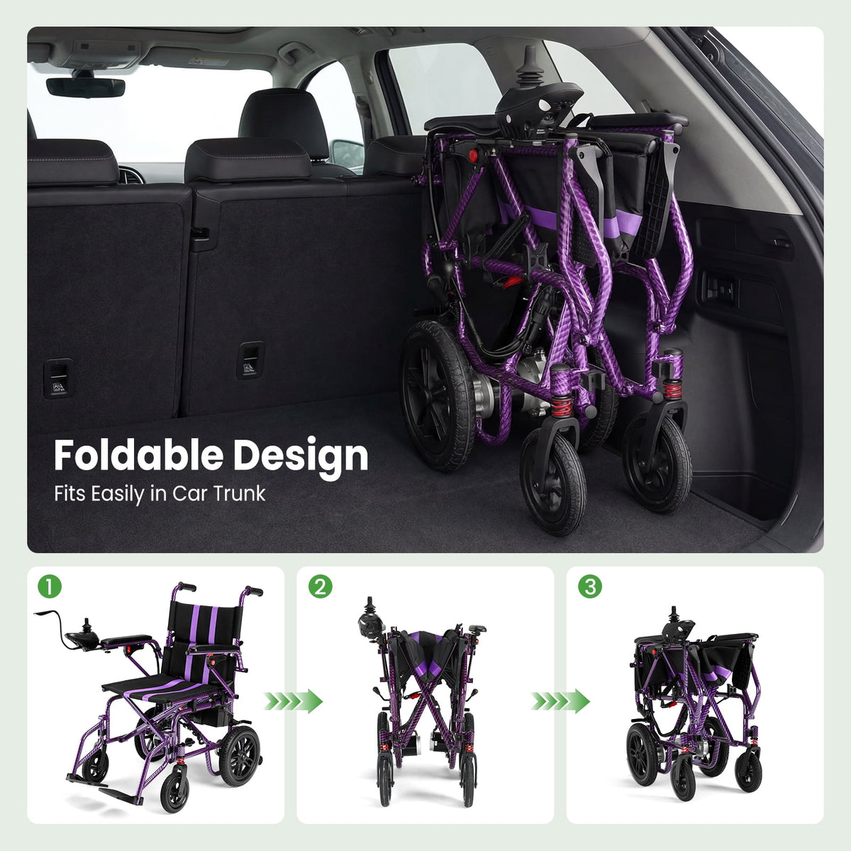 Ostrina Portable Electric Wheelchair,Lightweight Foldable,20+ Miles