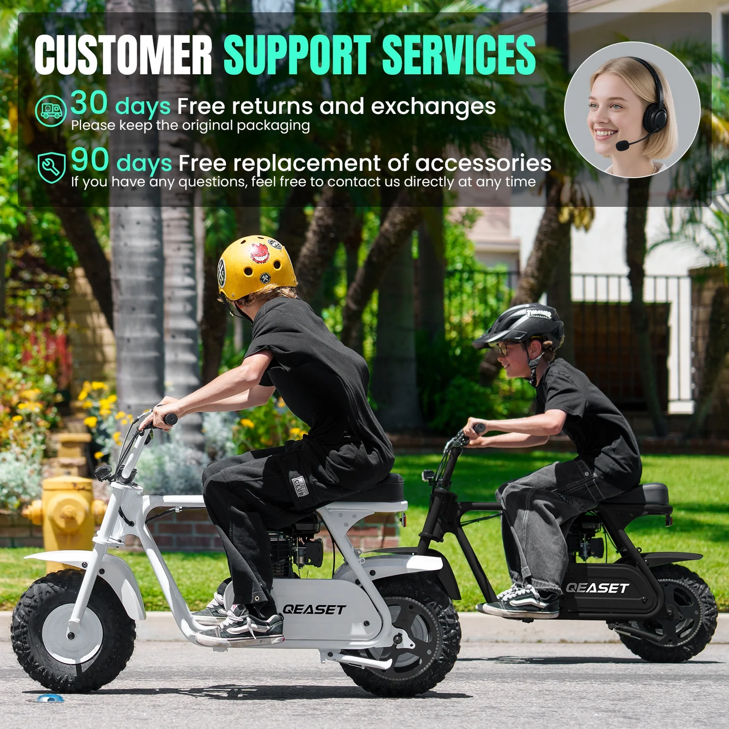 QEASET Mini Dirt Bike – 30 km/h 4-Stroke Off-Road Motorcycle for Teens & Adults,Black