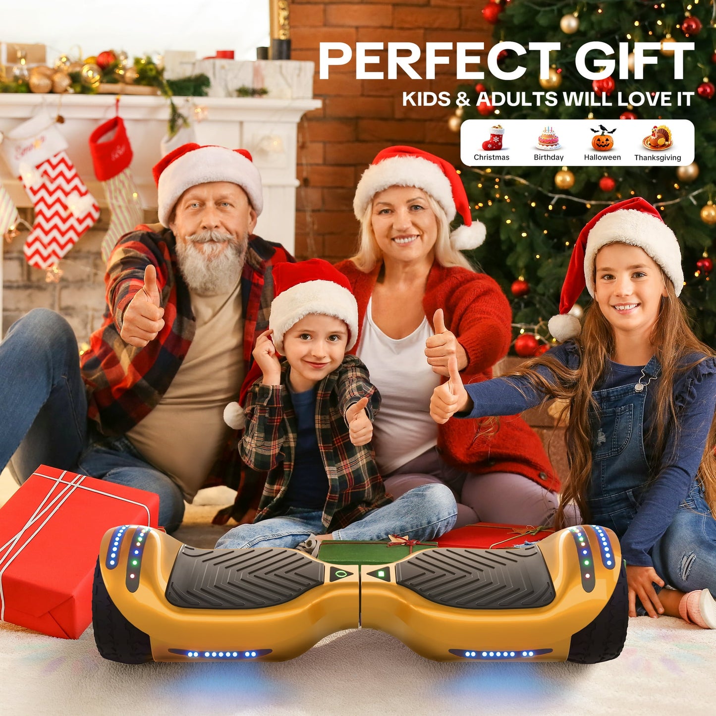 MOSTA All Terrain Self-Balance Scoote ,Electric Scooter Board for Kids & Adults with Bluetooth and Led Lights,6.5 inch,165 lbs capacity Perfect Gift