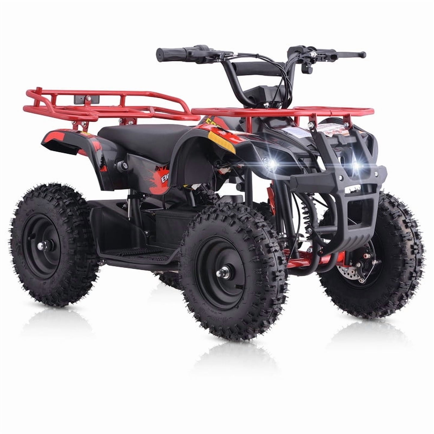 QEASET Electric atv Dirt Quad, 36V 500W Motor, 12-18mph Speed, Twist Grip Acceleration & Hand Operated Disc Brakes,Knobby Air Tires, Multiple Colors, Holiday Gifts