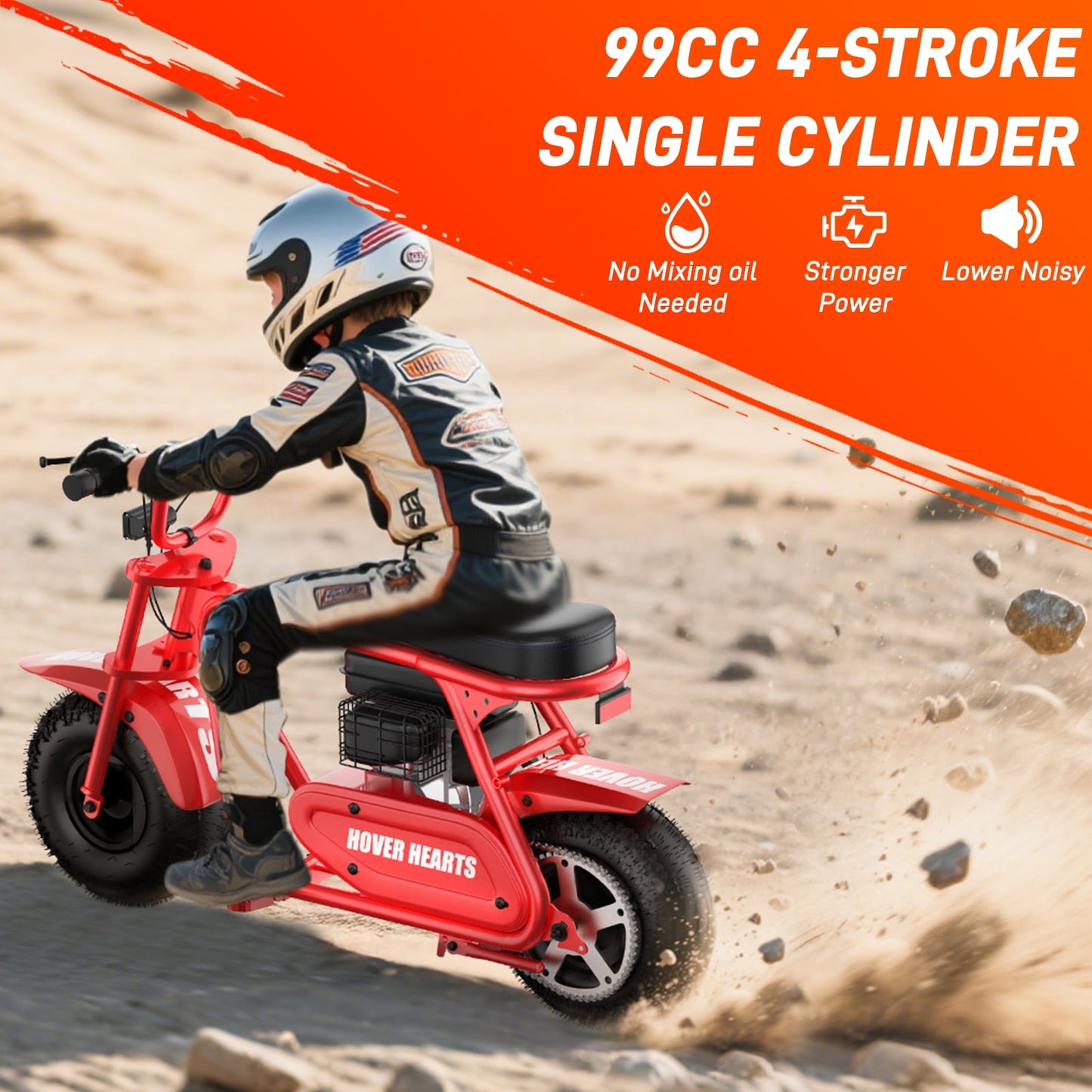 99CC MB001 Gasoline Mini Dirt Bike,4-Stroke 18MPH Off Road Motorcycle, Weight Support Up to 165 LBS - Red