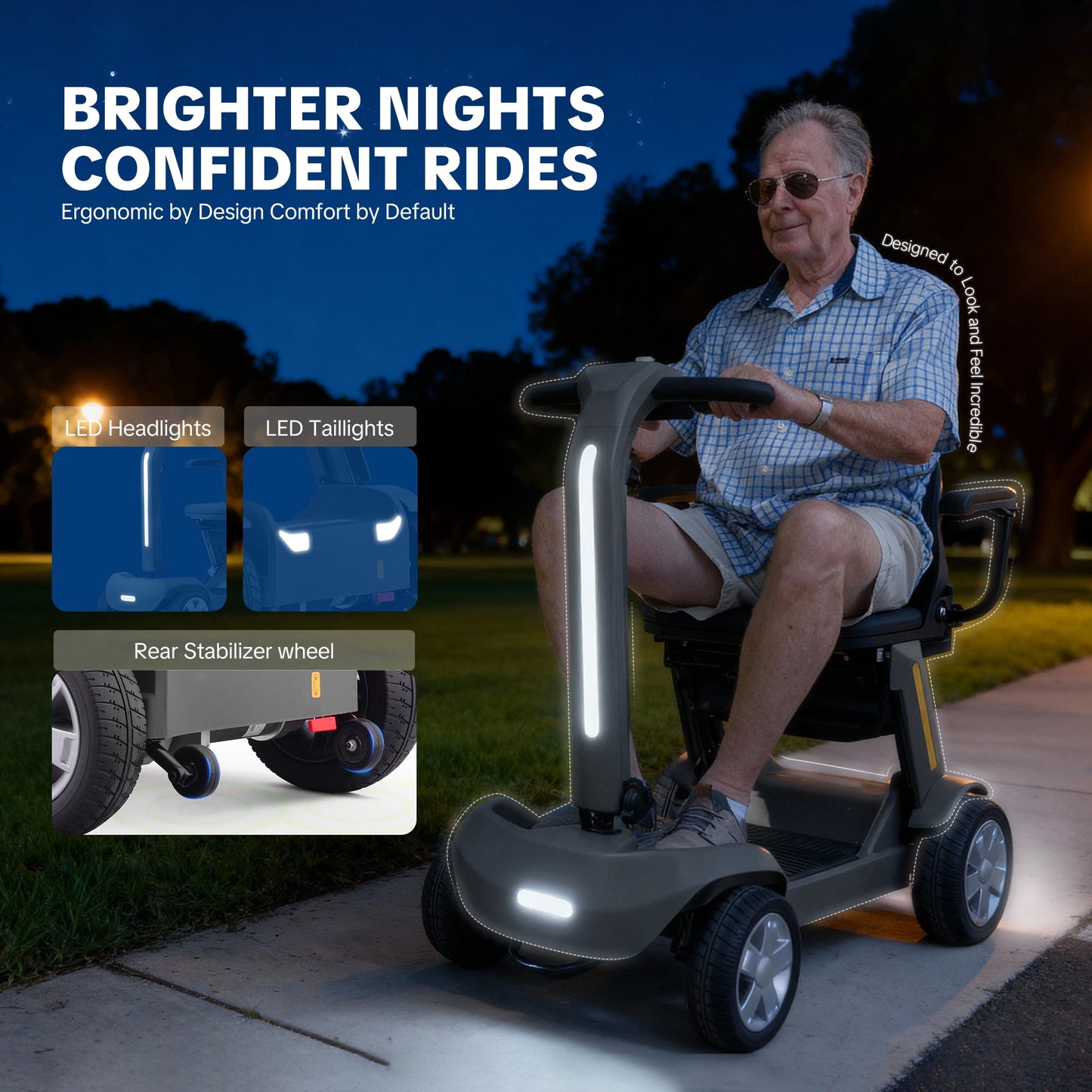 Ultra Lightweight 88lbs Mobility Scooter for Seniors,Arshin Foldable Electric Wheelchair,15 Miles Lithium Battery,300lbs Strong Device for Travel,Legroom for Big & Tall,Silver