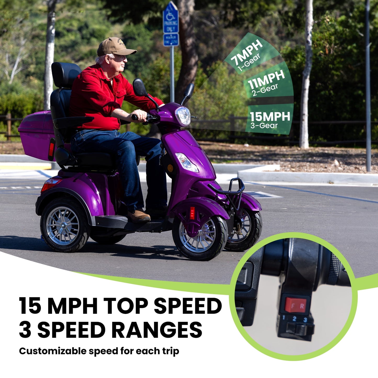 Tcdjtc 4 Wheel Mobility Scooters for Seniors, Adult Scooter with 800W Motor, Motorized Scooter for Adults, Heavy Duty Electric Scooter with 500 lb Capacity, 31 Miles Long Range, Instructions Included