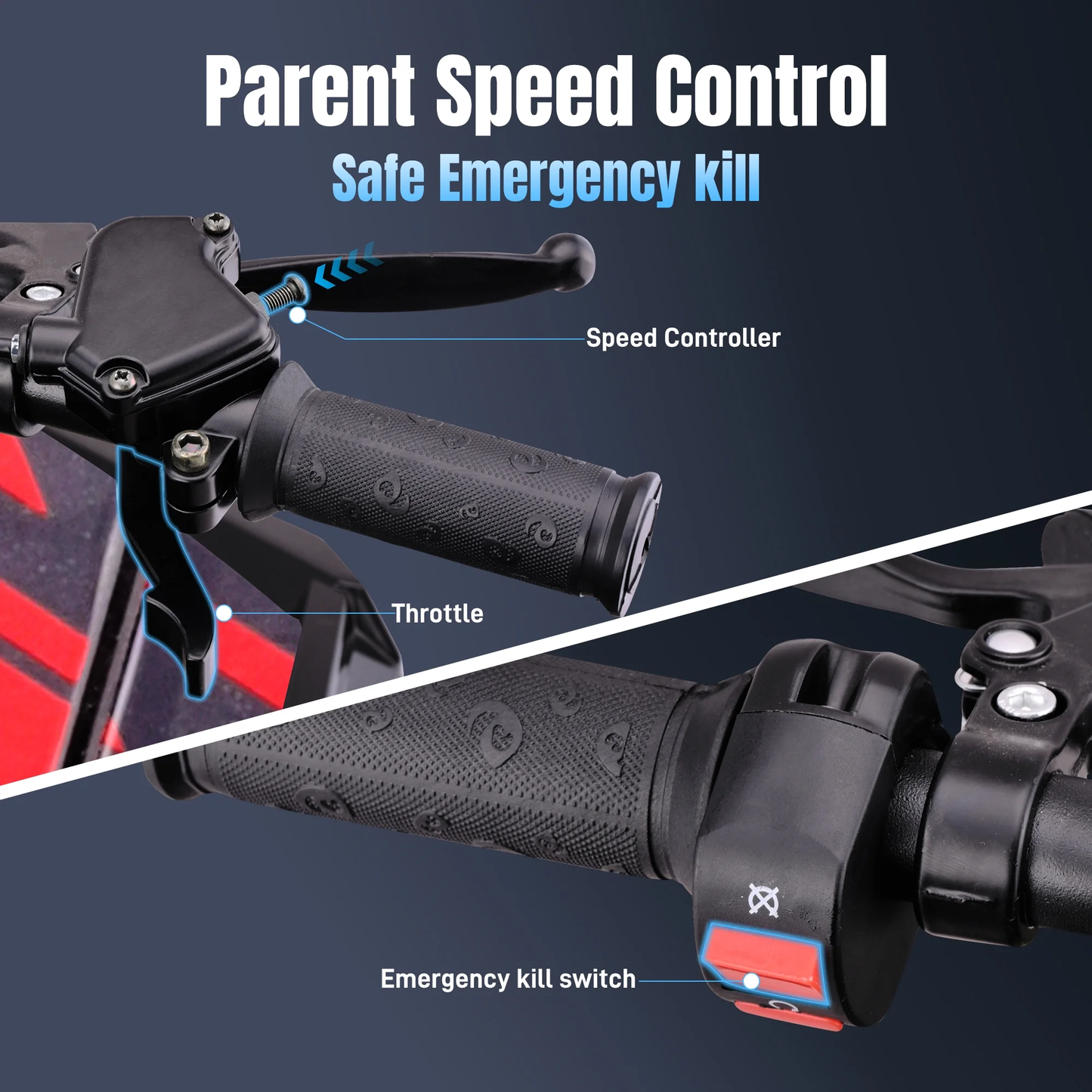 Aoemoe 40 cc Gas Off-Road Ride-On, 10-15.5 mph, Parent Speed Key, Red