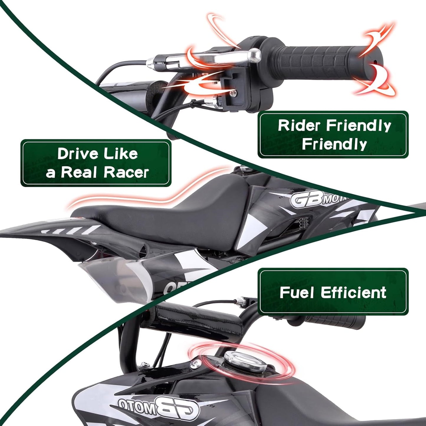 Arshin 50cc 2-Stroke Gas Dirt Bike - 20 MPH Max Speed,Disc Brakes,Perfect Youth & Adult Beginner Pit Bike(Black)