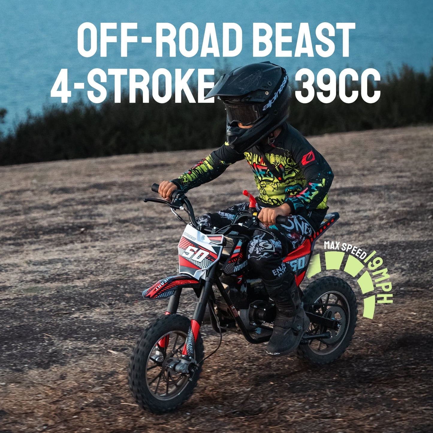 QEASET 39cc Gas mini Bike - Mini Motorcycles for Young Riders, Gas Powered Mini Bike with Safety Kill Switch, Tubeless Tires, Easy Pull Start, and EPA Approved (RED)