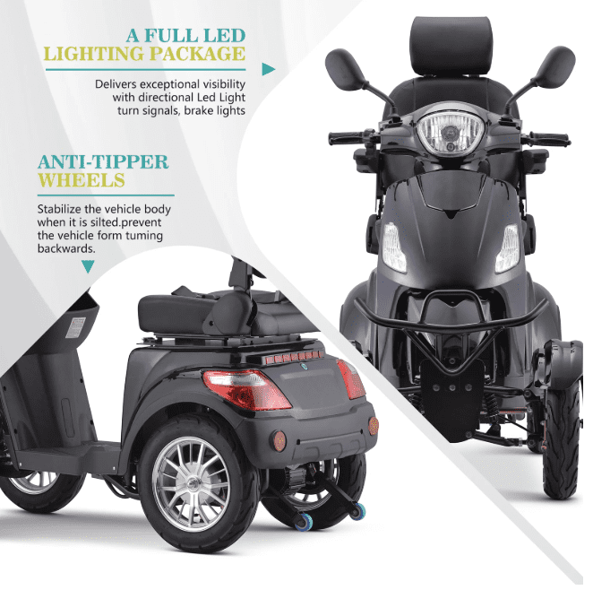 Arshin Heavy Duty 4 Wheel Mobility Scooters for Seniors & Adults 500lbs Capacity,800W All Terrain Electric Recreational Scooter