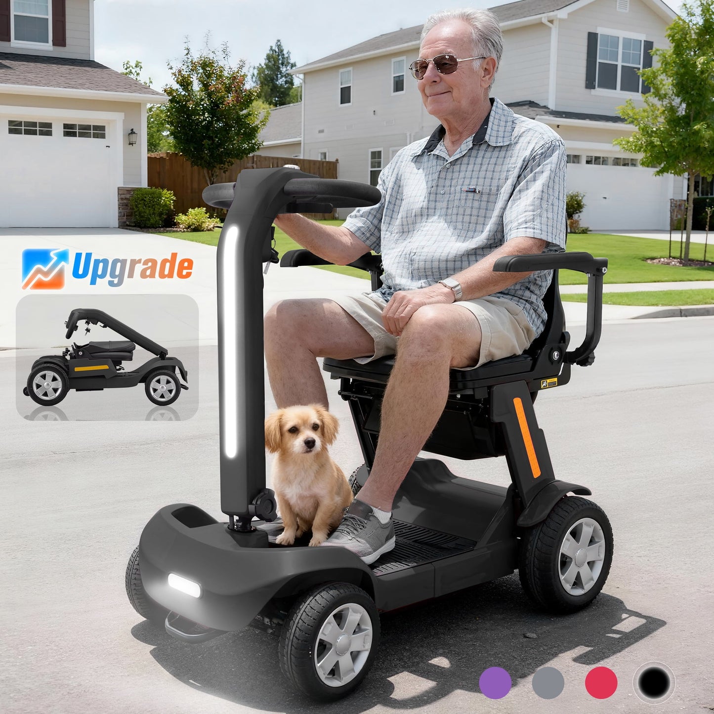 Upgrade Heavy Duty Mobility Scooter for Seniors-Electric Powered Wheelchair,Trunk-Friendly! Best Gift for Mom & Dad,Supports 300 lbs(Black)