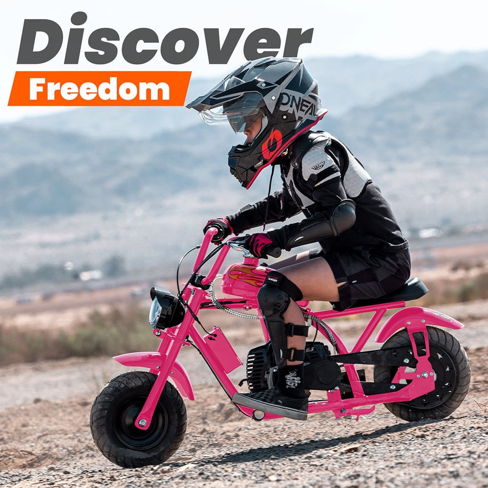 Aoemoe Gas Mini Chopper Bike, DB004 Model 49.4 CC 2-Stroke Powered Mini Bike, Pink