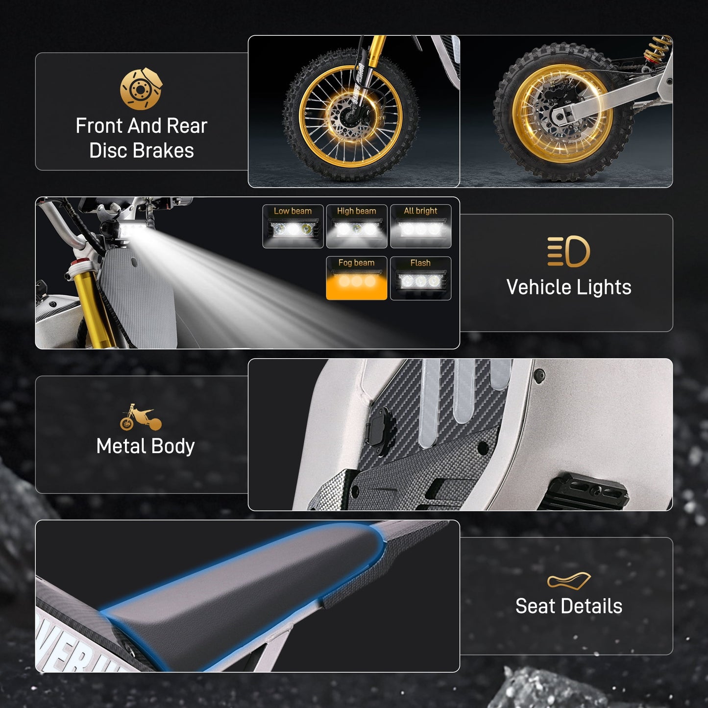 Electric Dirt Bike with 3000W Motor, Pescroa Electric Motorcycle with 37MPH Max Speed, Kids & Adults Dirt Bike for Ages 13 and up, Kids Motorcycle with 50 Miles Max Range, Dual Hydraulic Disc Brakes