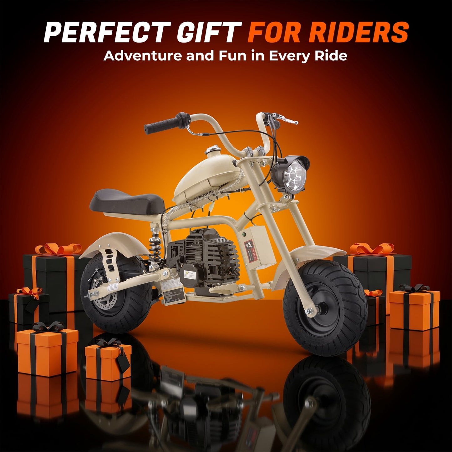 QEASET 39cc Gas Mini Bike,4-Stroke, Off-Road Ride-On Motorcycle, Top Speed 18 mph, 165 lb Capacity, Black