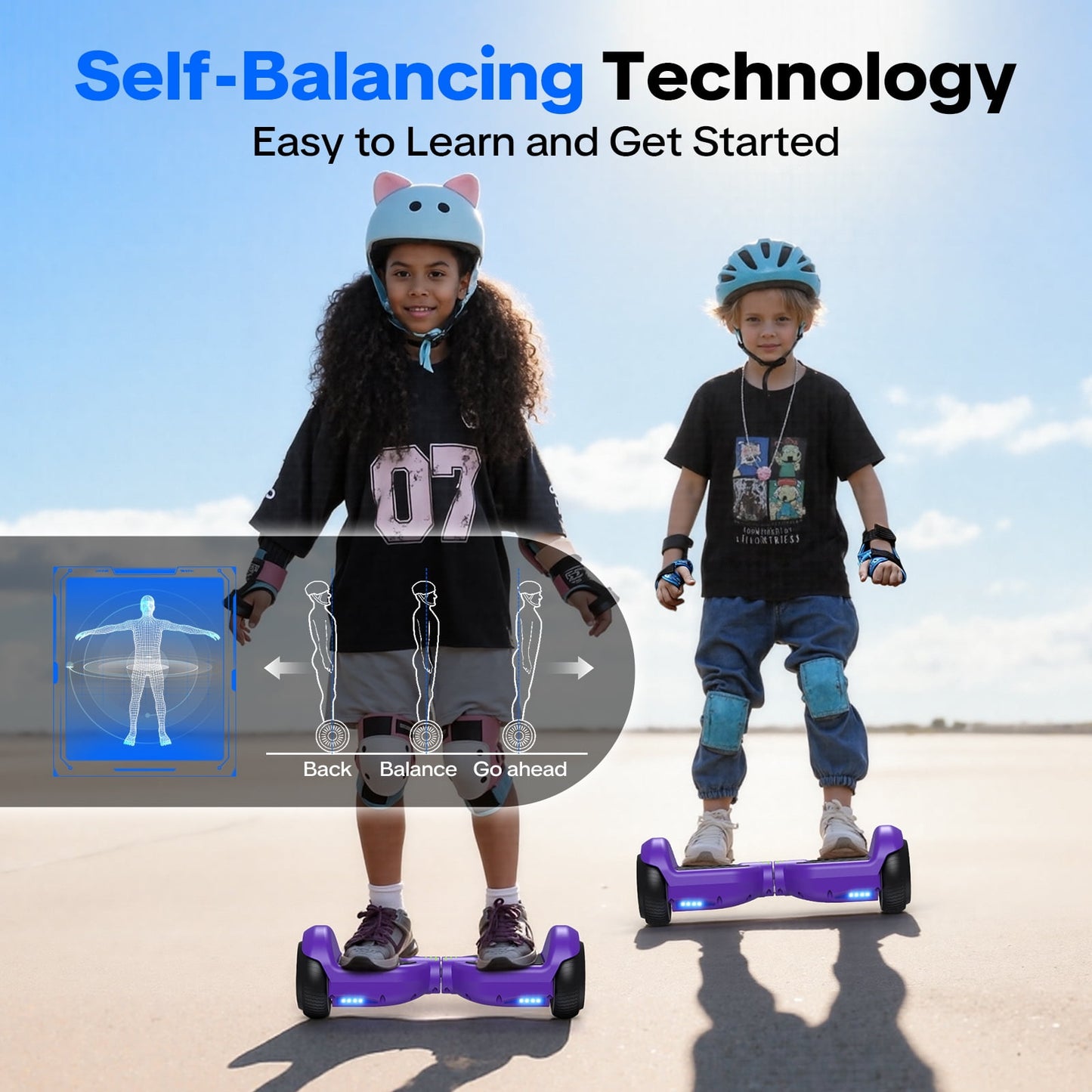 Hoverboard for Kids with 9 mph Max Speed, Tcdjtc Electric Scooters with LED Lights & Bluetooth Speakers, All Terrain Hoverboard for Adults, Off Road Hoverboard with UL2272 Certified