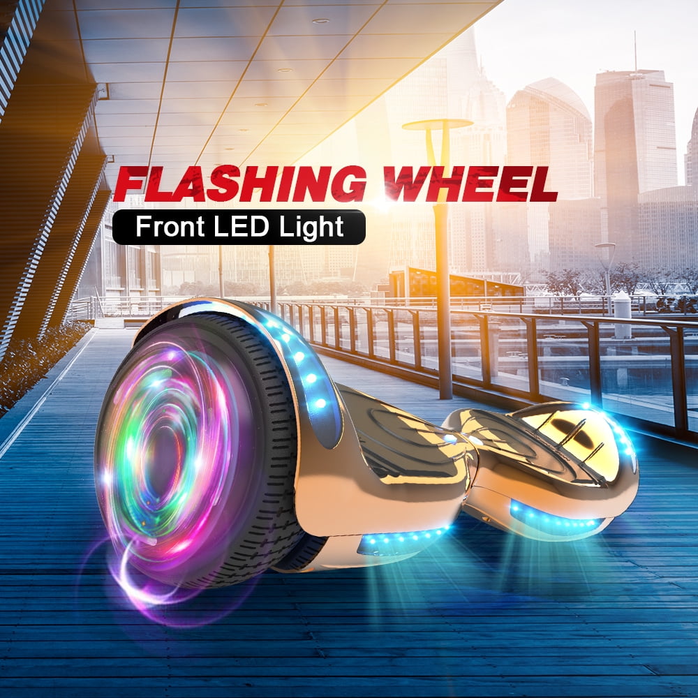Hoverstar Flash Wheel Hover board 6.5 In. Bluetooth Speaker with LED Light Self Balancing Wheel Electric Scooter , Chrome Rose gold
