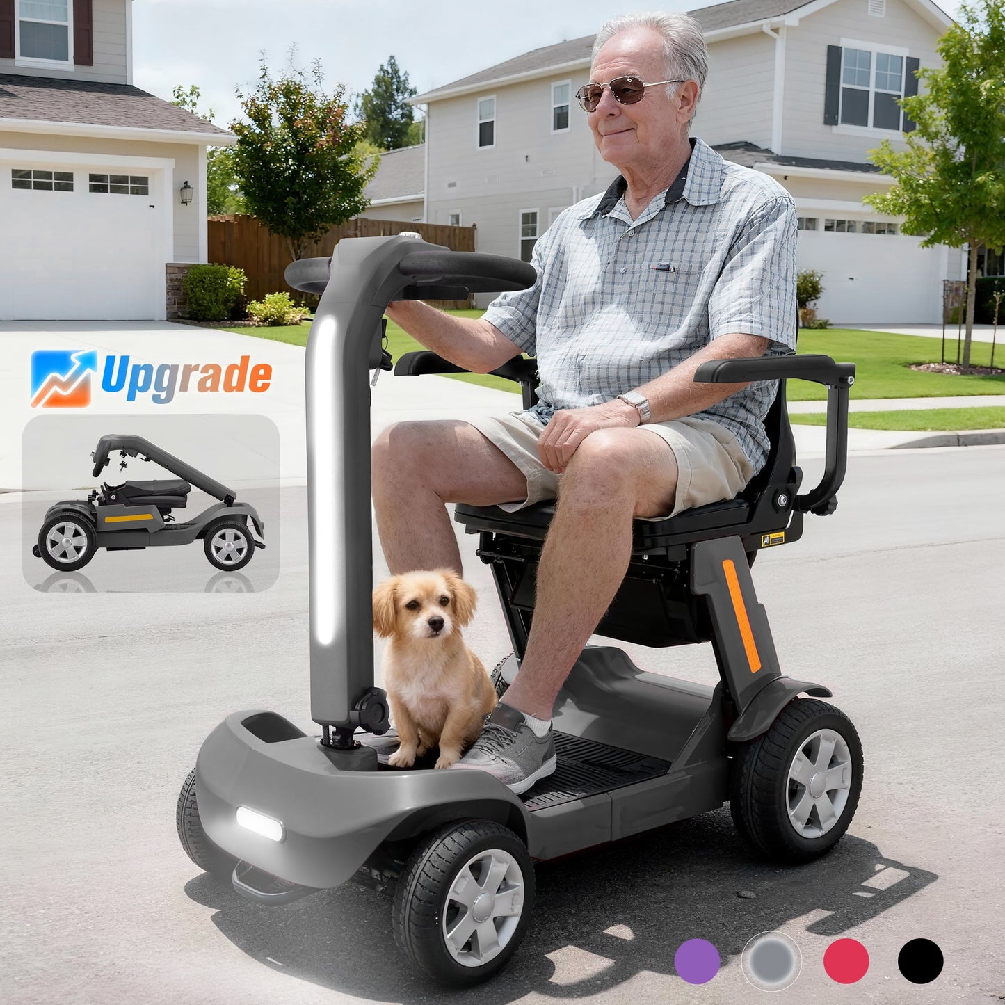 Upgrade Heavy Duty Mobility Scooter for Seniors-Electric Powered Wheelchair,Trunk-Friendly! Best Gift for Mom & Dad,Supports 300 lbs(Silver)