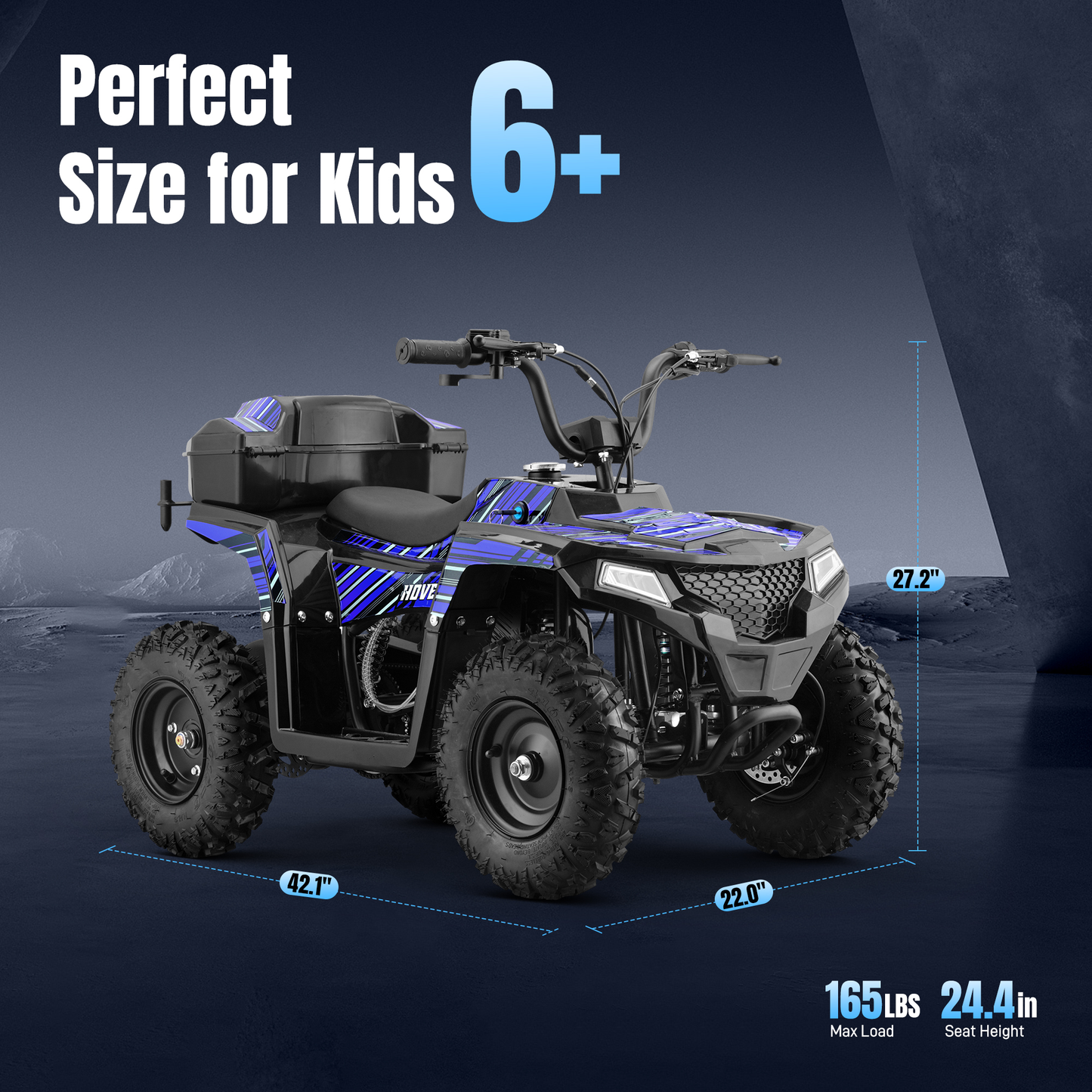 Aoemoe 40 cc Gas Off-Road Ride-On, 10-15.5 mph, Parent Speed Key, Blue