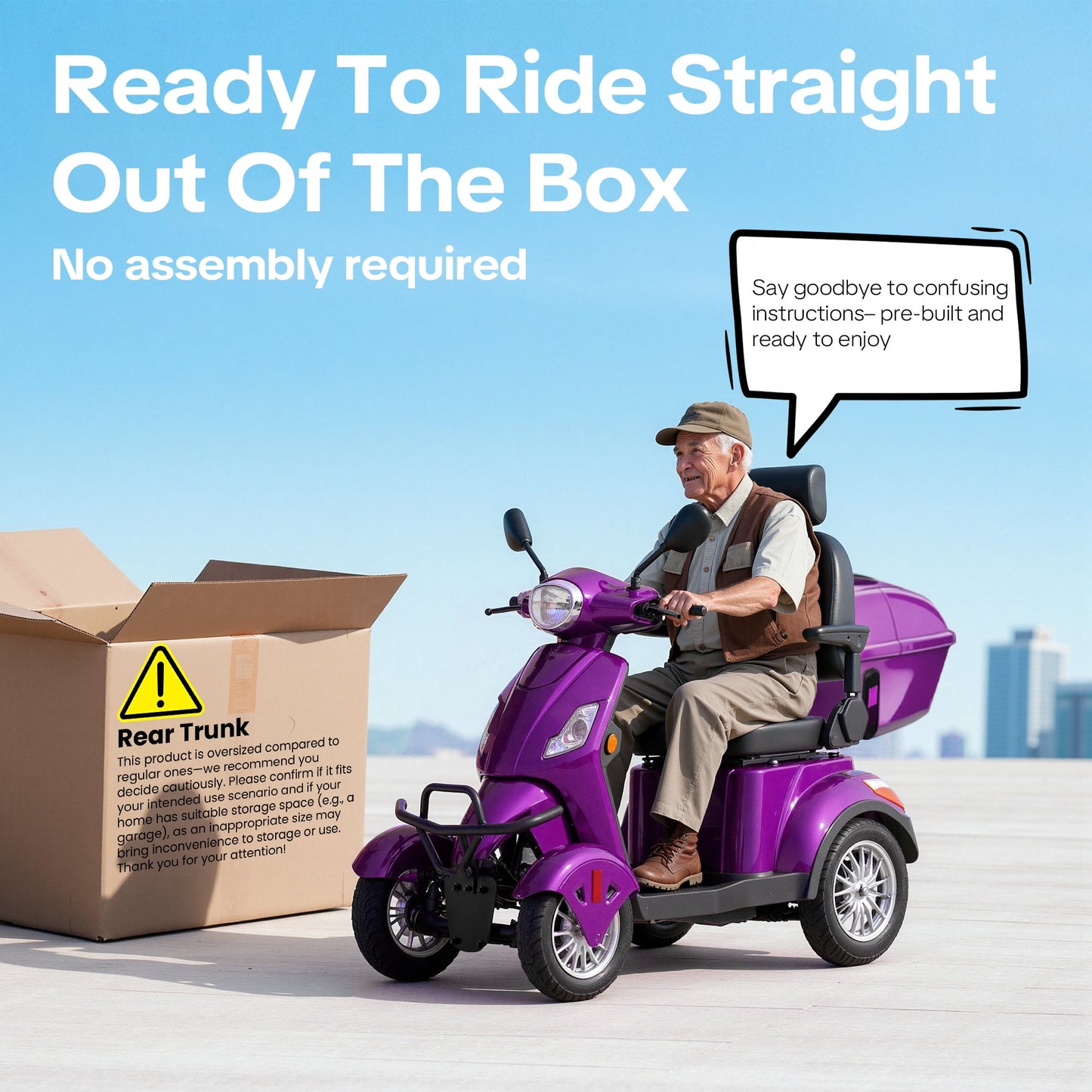 Upgrade Heavy Duty 4 Wheel Mobility Scooters for Seniors & Adults 500lbs Capacity,Arshin 800W All Terrain Fast Mobility Scooter for Travel,Electric Powered Chair,25 Miles Rang,Remote Key(Purple)