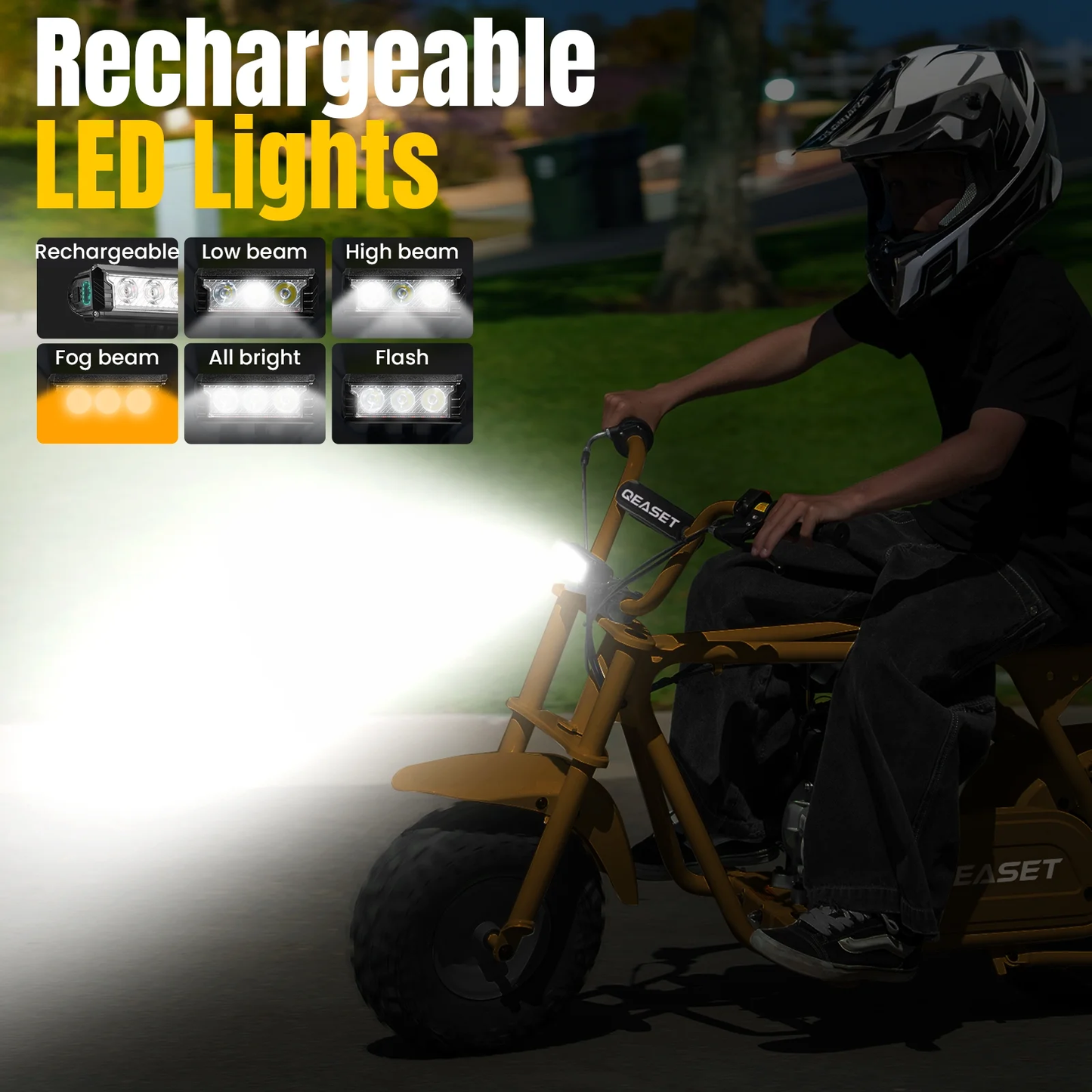 QEASET Mini Dirt Bike – 30 km/h 4-Stroke Off-Road Motorcycle for Teens & Adults,Black