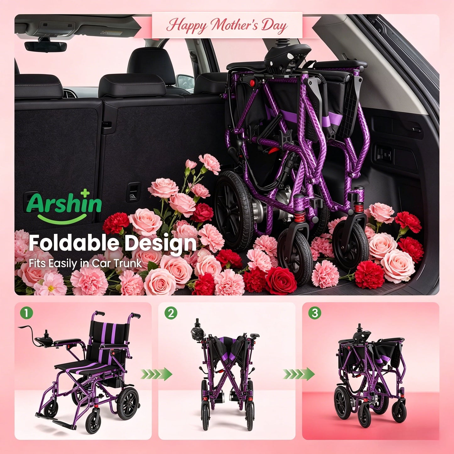 Electric Wheelchair for Adults,20+ Miles,360°Joystick,Gift for Mom on Mother's Day