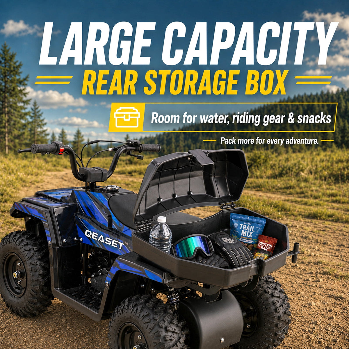39cc Teen Gas ATV, Gas Powered 4 Wheeler for Teens 16+, 4-Stroke Beginner ATV, Up to 15 MPH, Adjustable Speed, Safety Switches, Front & Rear Brake - Blue