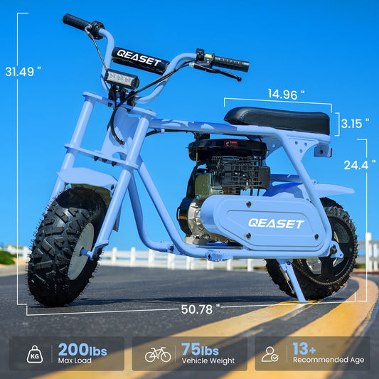 QEASET Mini Dirt Bike – 30 km/h 4-Stroke Off-Road Motorcycle for Teens & Adults,Blue