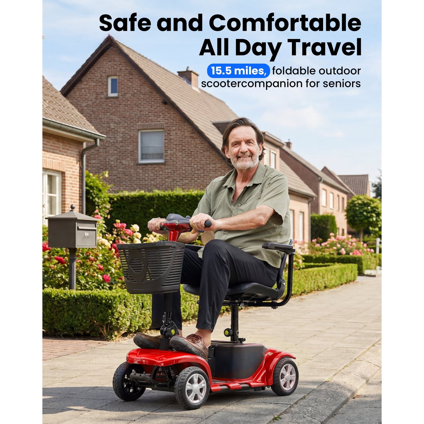 QEASET 4 Wheel Mobility Scooter,Mobility Scooter for Adults, Senior, Electric Powered Chargeable Device for Travel,Mother's Day gift