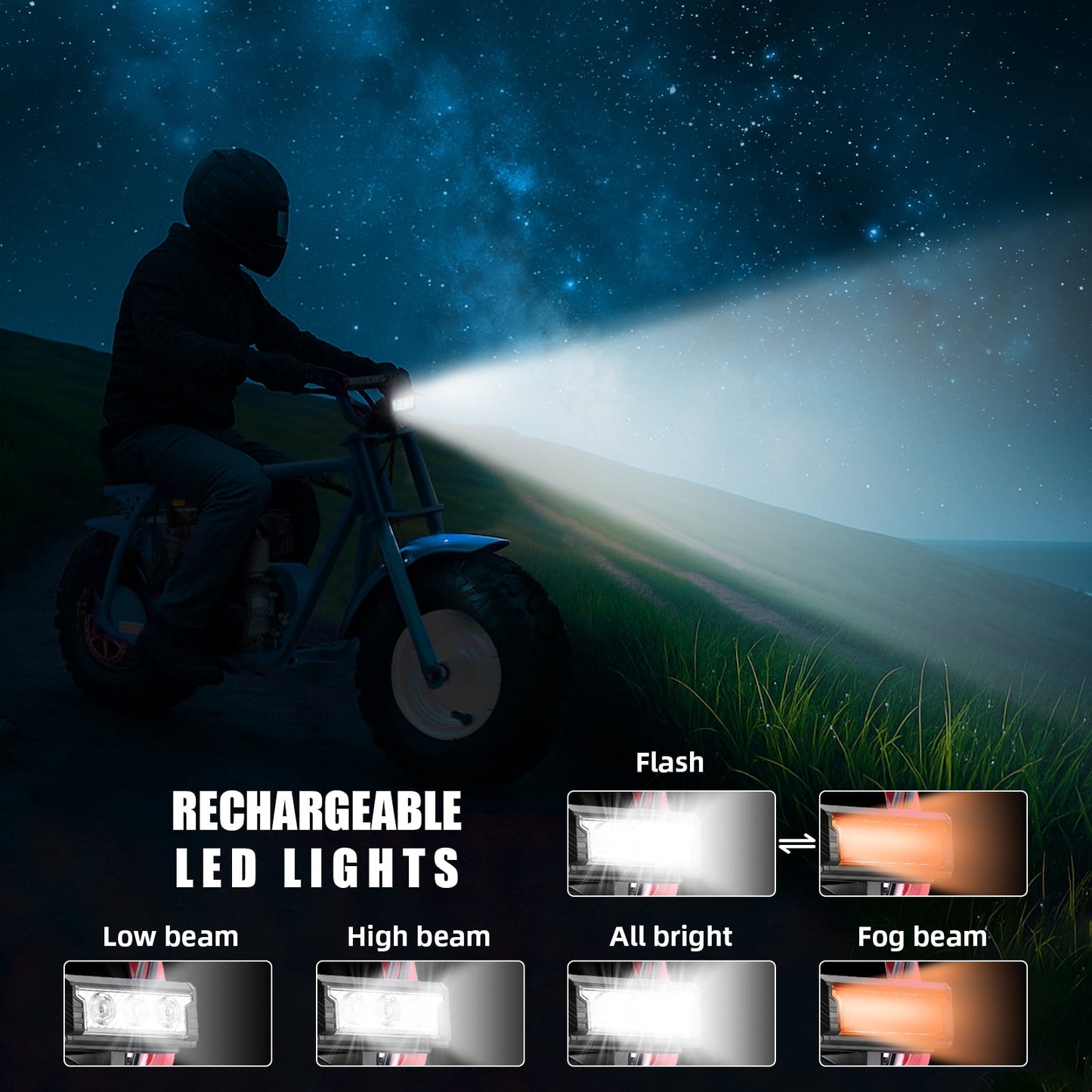 QEASET 99cc Dirt Bike, Gas Powered, 4-Stroke with LED Headlight, 25MPH Minibike Trail Bike, Pull Start, Poucket Bike for Teenager and Adult, Summer Gift