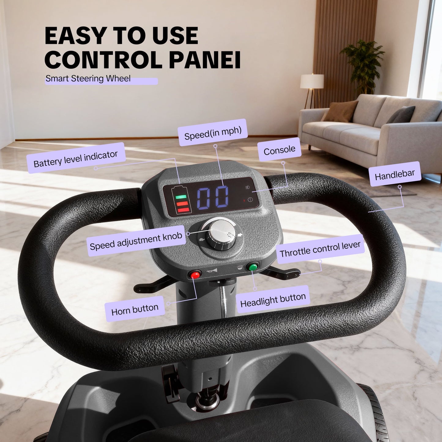 Upgrade Heavy Duty Mobility Scooter for Seniors-Electric Powered Wheelchair,Trunk-Friendly! Best Gift for Mom & Dad,Supports 300 lbs(Silver)