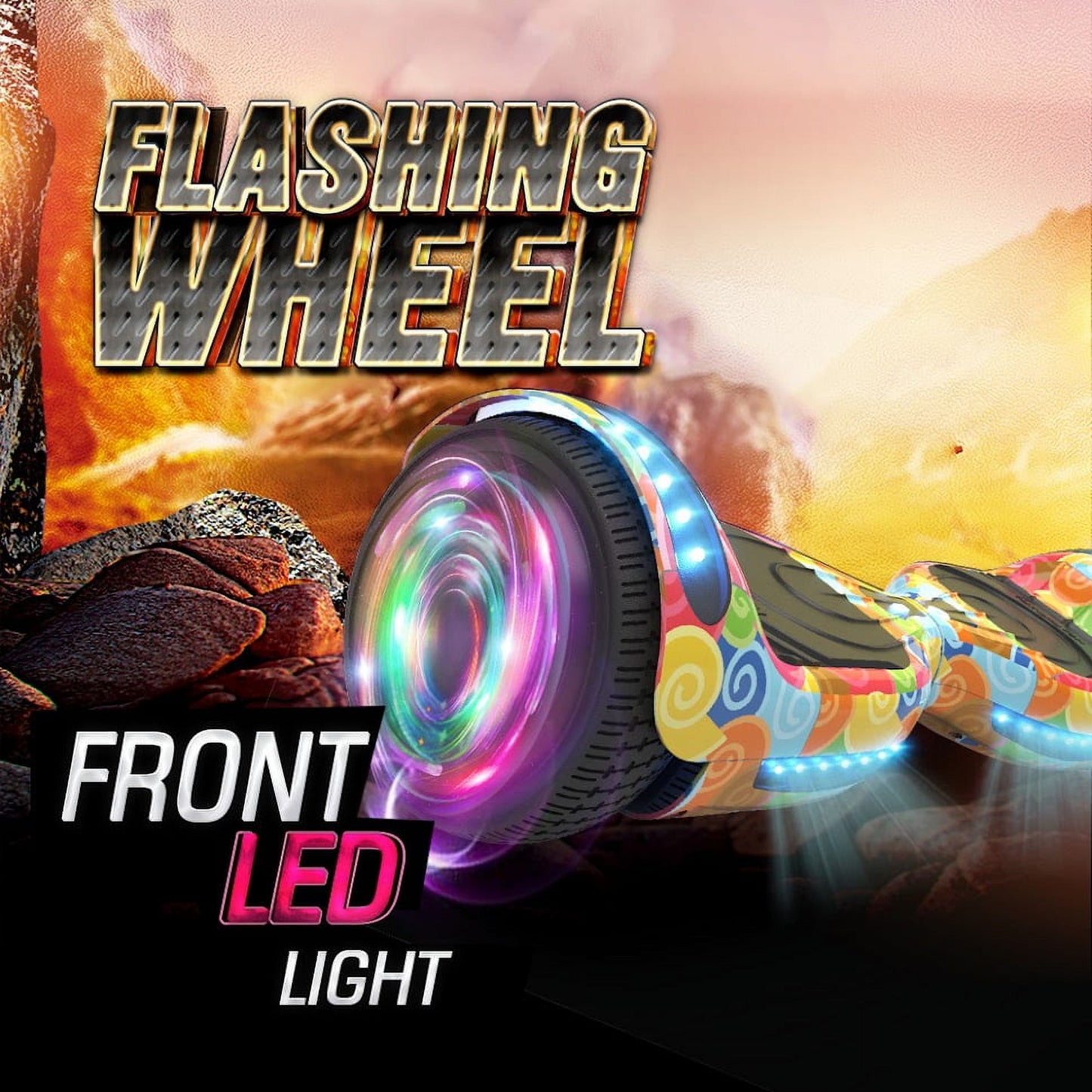 Flash Wheel Hoverboard 6.5" Bluetooth Speaker with LED Light Self Balancing Wheel Electric Scooter, Sweet Gummy