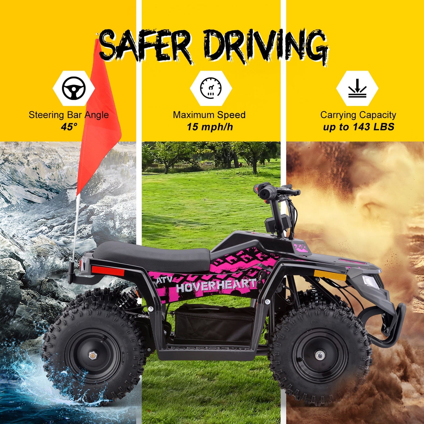 Aoemoe 36V Battery-Powered Ride-On Off-Road Buggy – 2-Speed Parent-Lock, 10-Mile Range ,Pink