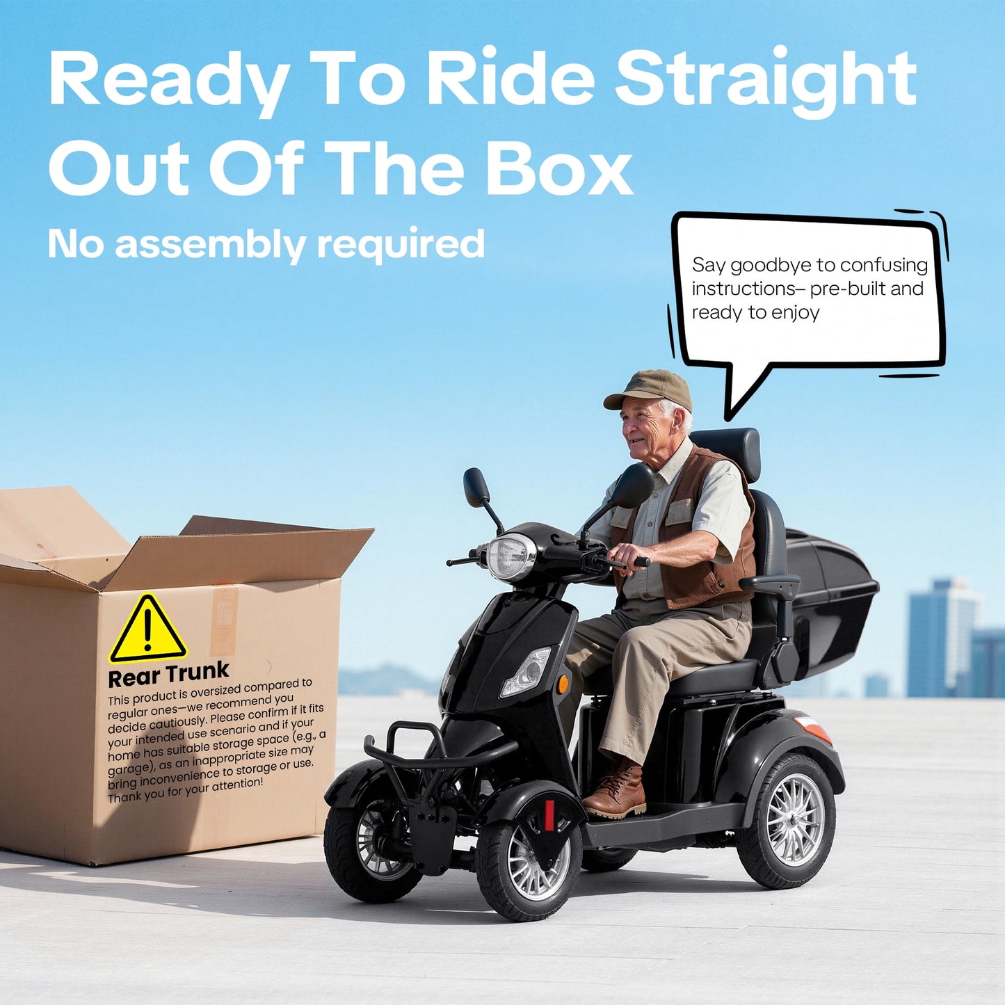 Upgrade Heavy Duty 4 Wheel Mobility Scooters for Seniors & Adults 500lbs Capacity,Arshin 800W All Terrain Fast Mobility Scooter for Travel,Electric Powered Chair,25 Miles Rang,Remote Key(Black)