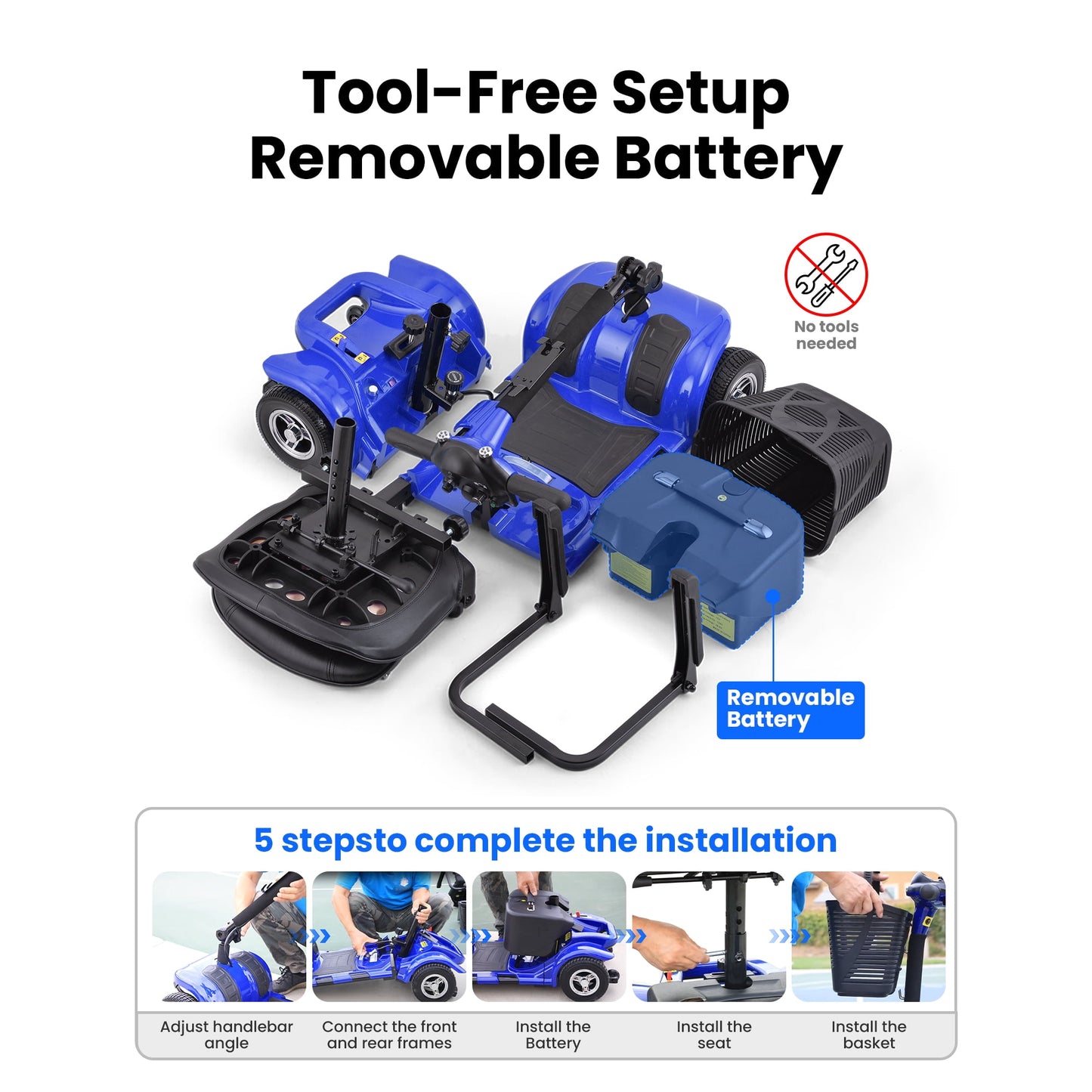 QEASET 4 Wheel Mobility Scooter,Mobility Scooter for Adults, Senior, Electric Powered Chargeable Device for Travel,Mother's Day gift